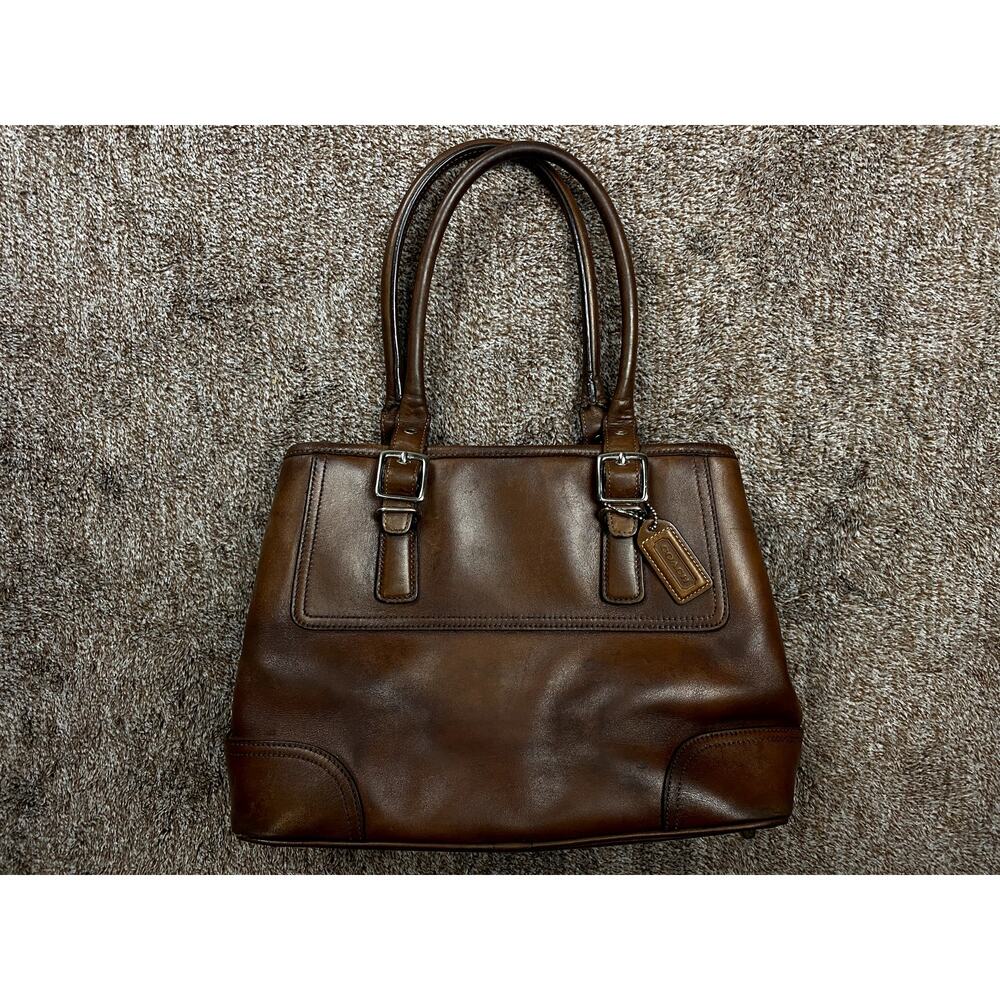 Coach Vintage Hamptons Leather Carryall Satchel Brown H30-7555 Y2K Shoulder Bag